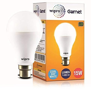 Wipro garnet 15-watt led bulb (pack of 3, cool day light)