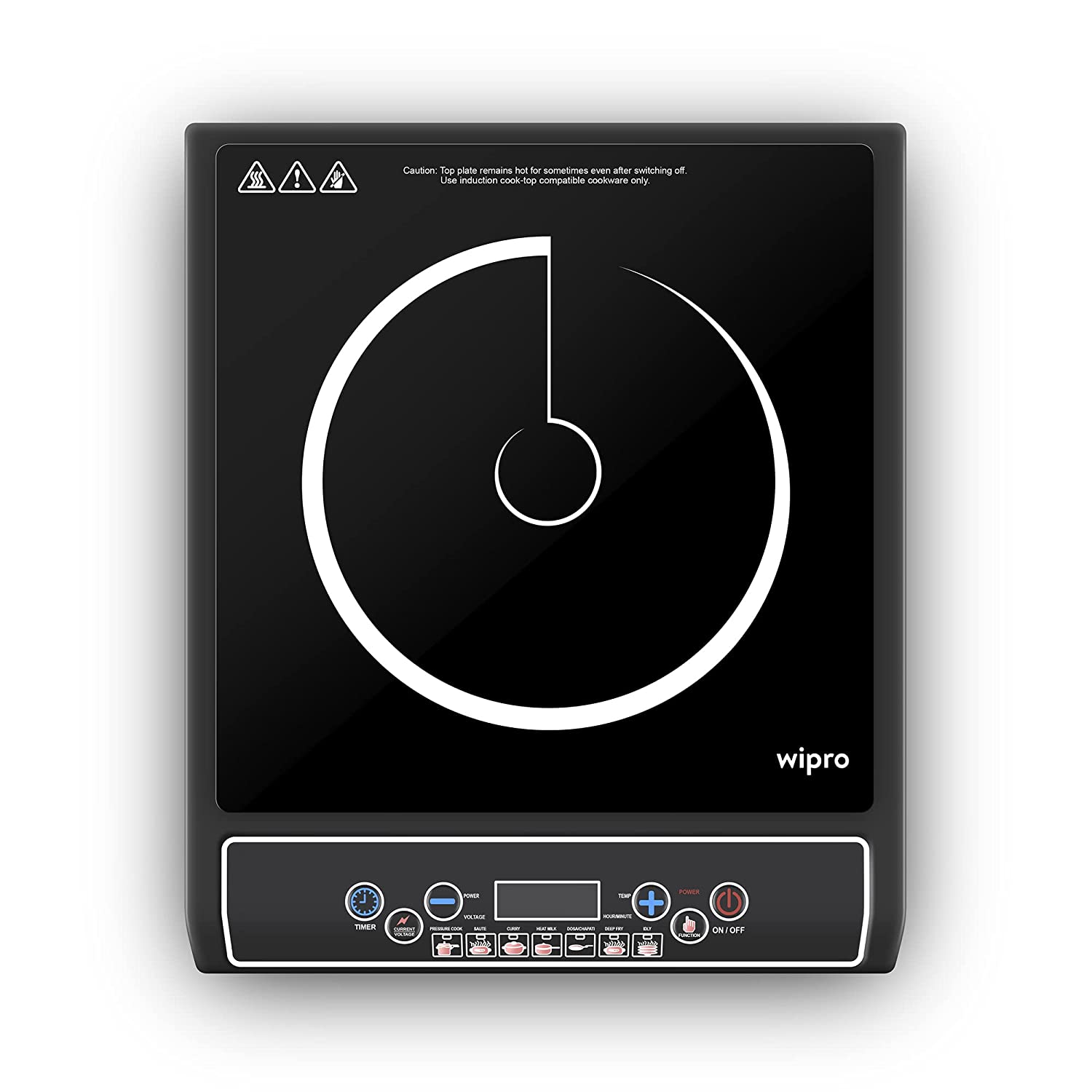 Wipro 1600 Watt Induction Cooktop With Touch Control (Black) With Crystal Glass Plate